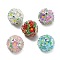 Flower with Round Polymer Clay Rhinestone Beads, with Resin, for DIY Jewelry & Pen Decorations, Mixed Color, 20x18.5mm, Hole: 2.5mm