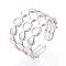 304 Stainless Steel Cuff Rings Components, Pad Ring Setting, Stainless Steel Color, Adjustable, Tray: 2.5mm, 15mm