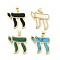 Brass Pendants, Chai Charm, with Shell & Resin, Cadmium Free & Lead Free, Rack Plating, Long-Lasting Plated, Real 18K Gold Plated, Mixed Color, 20x20x2.5mm, Hole: 5x4mm