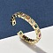 Brass Micro Pave Cubic Zirconia Cuff Rings for Women, Long-Lasting Plated, Rack Plating, Lead Free & Cadmium Free, Real 18K Gold Plated, 3mm