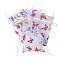 Rectangle Printed Organza Drawstring Bags, Colorful Butterfly Pattern, White, 12x9cm