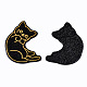 セルロースアセテート（樹脂）ペンダント  グリッターパウダー付き  猫  ブラック  52.5x46.5x2.5mm  穴：1.5mm X-RESI-T051-02B-3