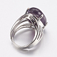 Natural Amethyst Wide Band Finger Rings RJEW-K224-A20-2