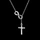 トレンディな真鍮のラリアットネックレス  十字架十字架と無限  イースターのために  銀色のメッキ  17.7インチ（45cm） NJEW-BB21173-7
