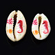 Printed Natural Cowrie Shell Beads SSHEL-N032-33-2
