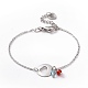 304 bracelet à maillons coeur en acier inoxydable avec breloques en perles de verre pour femme STAS-E154-06P-1