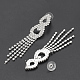Silver Color Plated Brass Rhinestone Cup Chain Ear Studs EJEW-S200-03-2