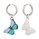 Двухцветные серьги-кольца с бабочками EJEW-JE04811-5