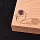 女の子の女性のための天然アメジスト指輪  ラウンドシェルパールビーズリング  真鍮製ワイヤーラップリング  ゴールドカラー  usサイズ7 3/4(17.9mm) RJEW-TA00012-5-2