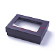 矩形バレンタインデーパッケージ厚紙のアクセサリーセットのボックスを表示します  ネックレス用  ピアスと指輪  ブラック  90x65x28mm CBOX-S001-90x65mm-02-2