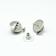 Flat Round Platinum Tone Brass Rhinestone Stud Earring Findings MAK-M024-02-3