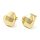 Brass Faceted Heart Stud Earrings for Women EJEW-K248-10G-1