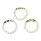 3Pcs 3 Style Natural Pearl & Moss Agate & Apatite Beaded Stretch Rings RJEW-TA00099-1