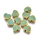 Legierung Tibetische Perlen, Herz, Bleifrei und cadmium frei, goldene & grüne Patina, 6.5x7.5x3 mm, Bohrung: 1.5 mm