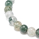Bracelet extensible à perles rondes en quartz lodolite naturel / quartz de jardin BJEW-JB08919-01-5
