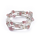 Five Loops Natural Strawberry Quartz & Moonstone Wrap Bracelets BJEW-JB04488-03-1