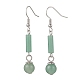 Серьги-подвески с натуральным зеленым авантюрином EJEW-JE06661-3