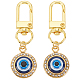OLYCRAFT 2Pcs Evil Eye Keychain Charms Blue Evil Eye Keychain Pendants with Swivel Lobster Claw Clasps Good Luck Keychain Decoration Accessories for Jewelry Making DIY Keychain Crafts HJEW-OC0001-13-1