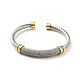 304 bracelet manchette ouvert en forme de corde torsadée en acier inoxydable avec strass pour femme BJEW-D449-01GP-03-1