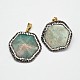 Hexagon Faceted Natural Amazonite Pendants G-M249-40A-2