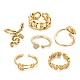6Pcs 6 Styles Adjustable Brass Micro Pave Clear Cubic Zirconia Cuff Rings RJEW-LS0001-29G-4