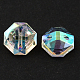 2-Hoyo botones de octágono de acrílico Diamante de imitación de Taiwán BUTT-F016-15mm-15-2