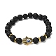 Bracelet extensible avec perles de pierre de lave naturelle BJEW-JB06885-1