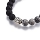 Bracelets de perles tressées en pierre de lave naturelle BJEW-JB04128-01-2