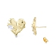 Clear Cubic Zirconia Heart Stud Earrings EJEW-P205-07G-3