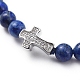 Bracelets de perles tressées en lapis-lazuli naturel (teint) BJEW-JB04804-03-4