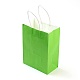 純色クラフト紙袋  ギフトバッグ  ショッピングバッグ  紙ひもハンドル付き  長方形  芝生の緑  15x11x6cm AJEW-G020-A-05-2