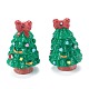 樹脂チャーム  クリスマスの日のために  クリスマスツリー  グリーン  37x23x22.5mm  穴：1mm RESI-M021-05-1