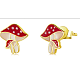 Серьги-гвоздики со свежими грибами из красной эмали JE1028A-1