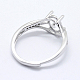 Rhodium Plated 925 Sterling Silver Finger Ring Components STER-G027-17P-3