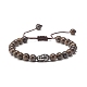 Bracelet de perles rondes tressées en pierres naturelles avec tête de bouddha BJEW-JB07640-3