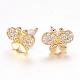 Brass Micro Pave Cubic Zirconia Stud Earrings EJEW-P119-02G-1
