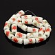 Handmade Flower Printed Porcelain Ceramic Column Beads Strands PORC-O007-11-2