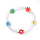 Bracelet extensible fleur de perles de verre bling BJEW-TA00070-1