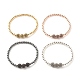 4pcs 4 bracelets extensibles en perles rondes en hématite synthétique de couleur sertis de zircone cubique BJEW-JB07798-1