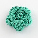 手作りのウール織りカボション  花  ミディアムシーグリーン  36x9mm X-WOVE-R046-06-2