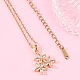 Латунный цветок микропаве кубический цирконий кулон ожерелья NJEW-C076-22G-1
