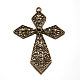 Croix alliage de style tibétain supports grand pendentif en strass TIBEP-AD-20072-AB-RS-1