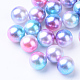 Cuentas de perlas de imitación acrílica arcoiris OACR-R065-10mm-A02-1