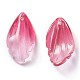 クリアガラスペンダント  グリッターパウダー付き  花弁  濃いピンク  22x12x5mm  穴：1mm GLAA-Z001-04-3