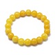 Natural Yellow Jade Bead Stretch Bracelets X-BJEW-K212-C-038-2