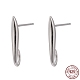 Rhodium Plated 925 Sterling Silver Stud Earring Findings STER-K168-118P-1