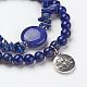 Lapis Lazuli Perlen wickeln Armbänder und Ohrringe Schmuck Sets SJEW-JS00905-03-3
