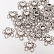 アンティークシルバートーン合金の花のビーズキャップ  ファンシービーズキャップ  5花びら  鉛フリー＆カドミウムフリー  直径約11.2mm  穴：約2mm X-AA484-3