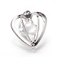 Heart Iron Glass Rhinestone Pendants RGLA-M004-14P-1