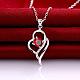 Silver Plated Brass Cubic Zirconia Heart Pendant Necklaces For Women NJEW-BB06041-A-3